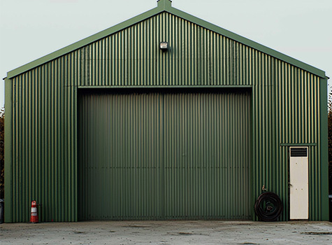 green portal frame shed