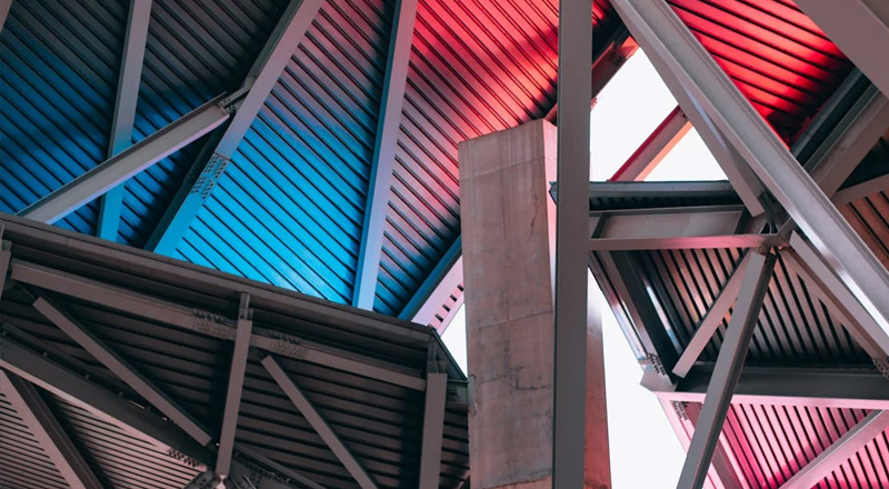 structural steel in a portal frame building